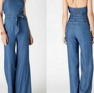 Anthropologie Elevenses  Blue Denim Jumpsuit Size 6